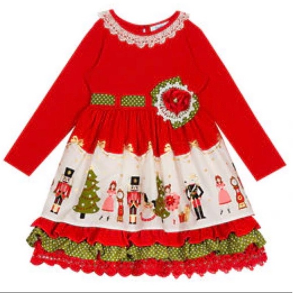 NWT Counting Daisies Nutcracker Print Holiday Christmas Ruffle Skirt Dress NEW - Picture 12 of 12